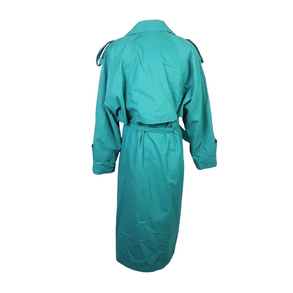 Vintage 90s Lifestyles By Mulberry Street Teal Green Trench Coat 10 View 4